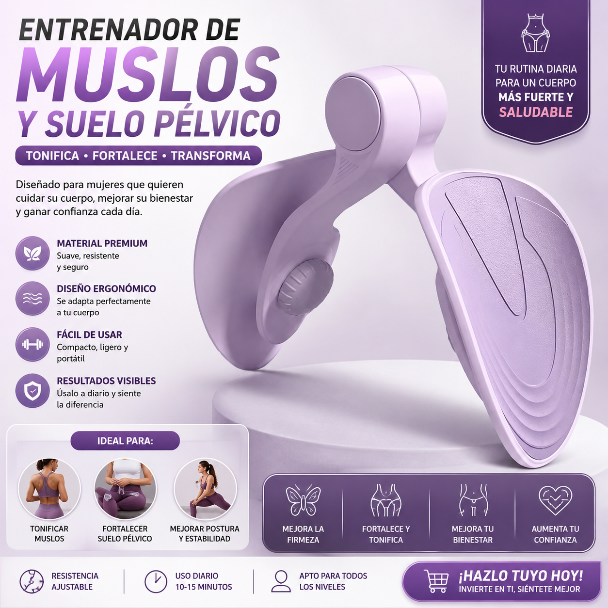 Thigh Master - Thigh and Pelvic Floor Trainer, Portable Pilates Equipment for Weight Loss and Toning