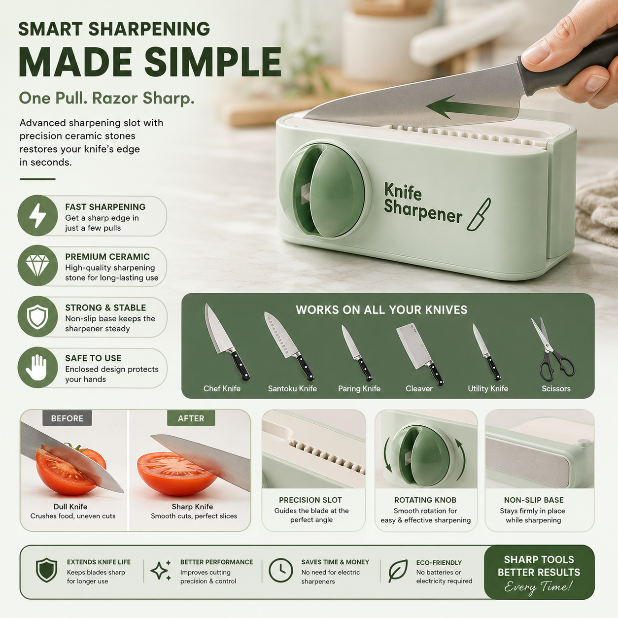 2 in 1 Knife Sharpener with Holder