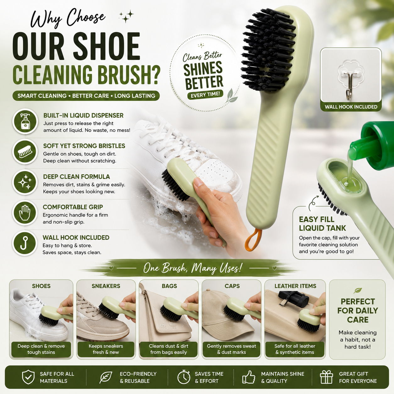 Multifunctional Shoe Polishing Brush