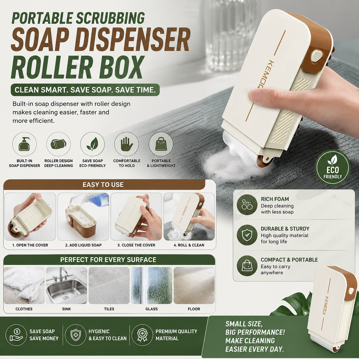 Portable Scrubbing Soap Dispenser Roller Box (Assorted Color)