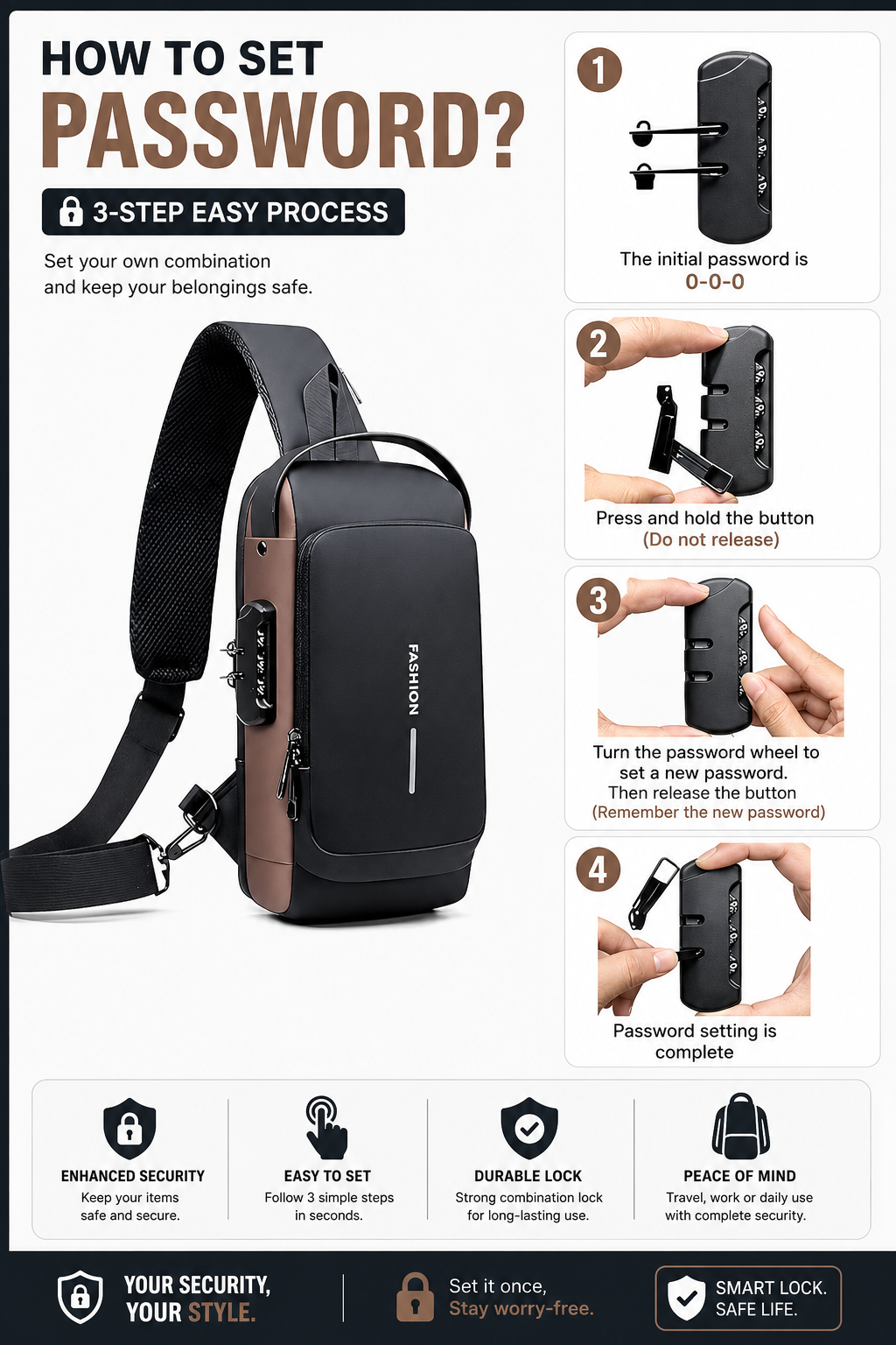 Chest Backpack brown black