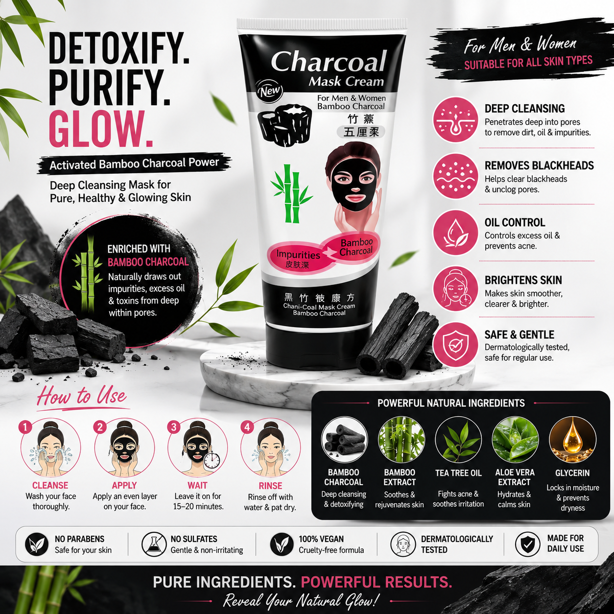 Charcoal Blackhead Mask Cream for Deep Cleansing