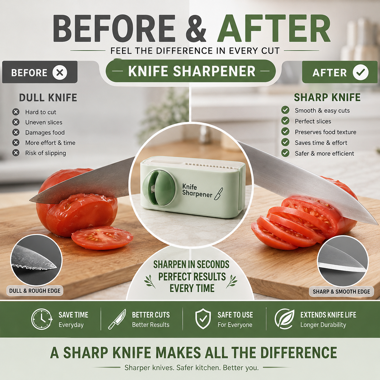 2 in 1 Knife Sharpener with Holder