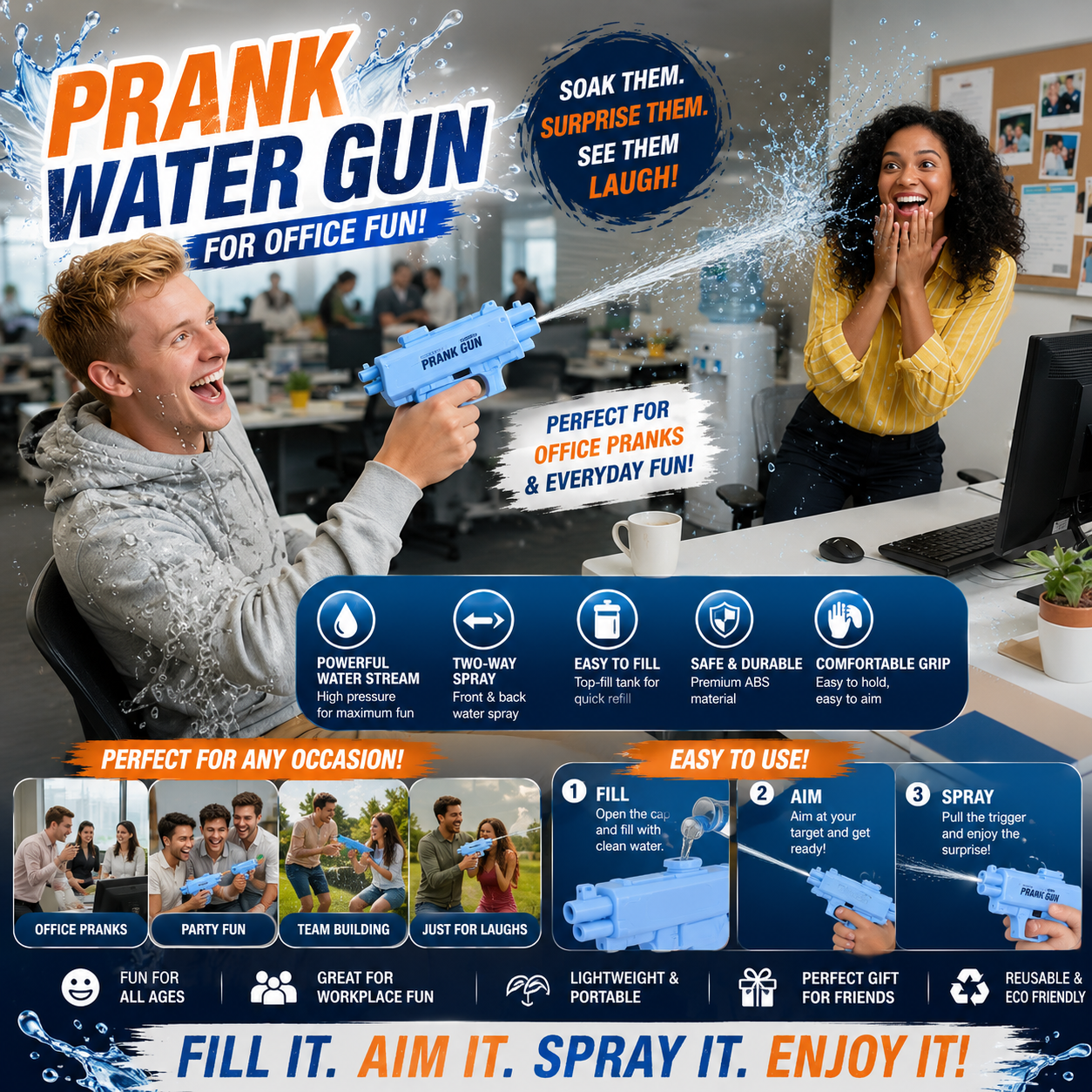 Prank Water Gun Toy (Assorted Colors)