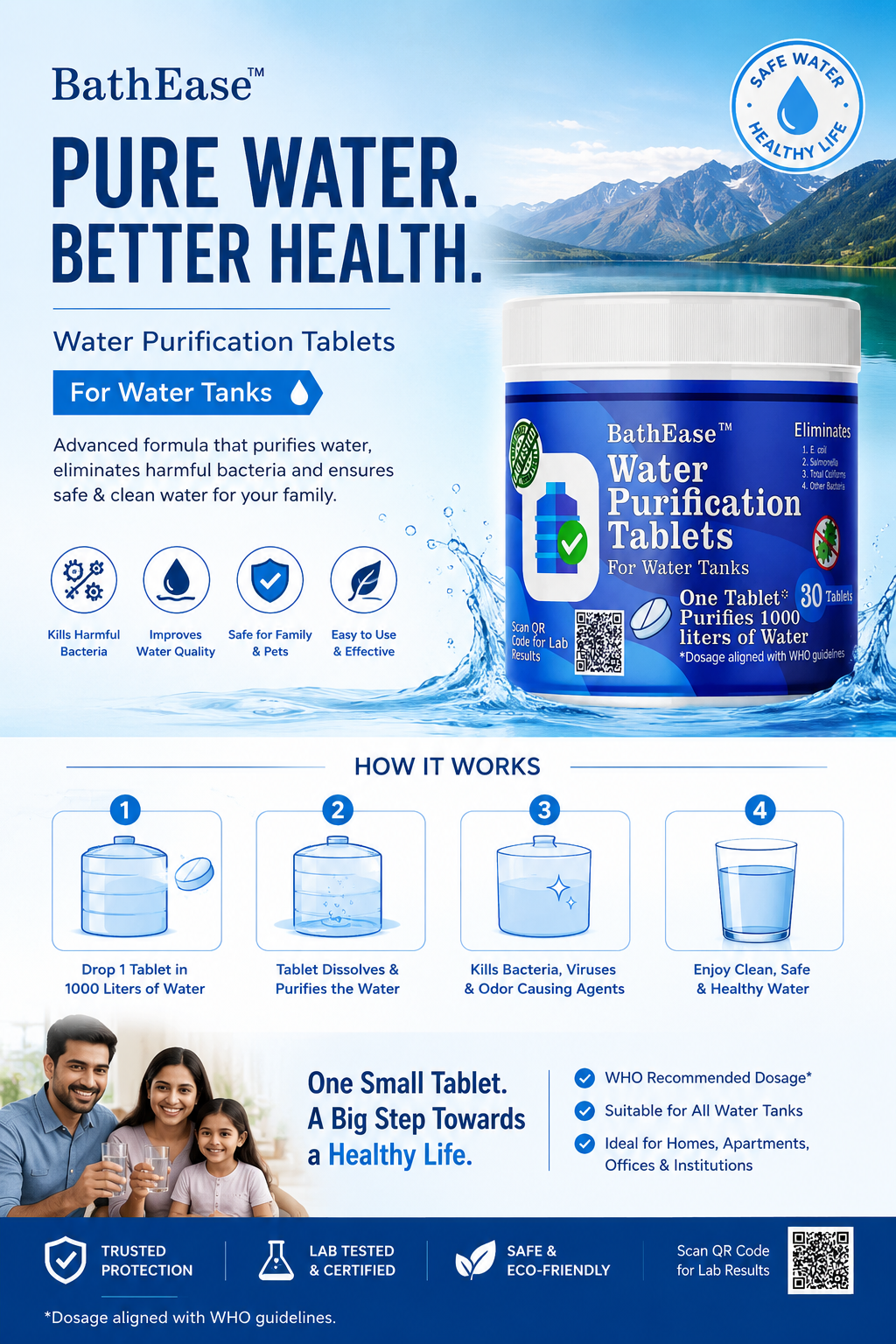 Chlorine Water Purification Tablets - 30 Tablet